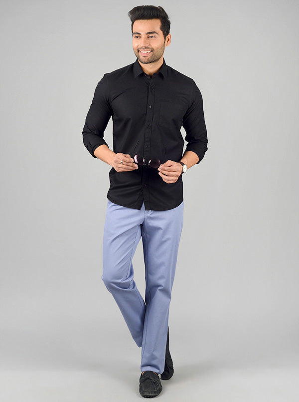 Black Solid Slim Fit Casual Shirt | Greenfibre