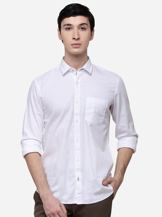 White Smart Fit Solid Casual Shirt | Greenfibre