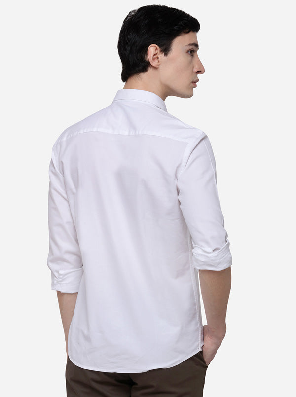 White Smart Fit Solid Casual Shirt | Greenfibre