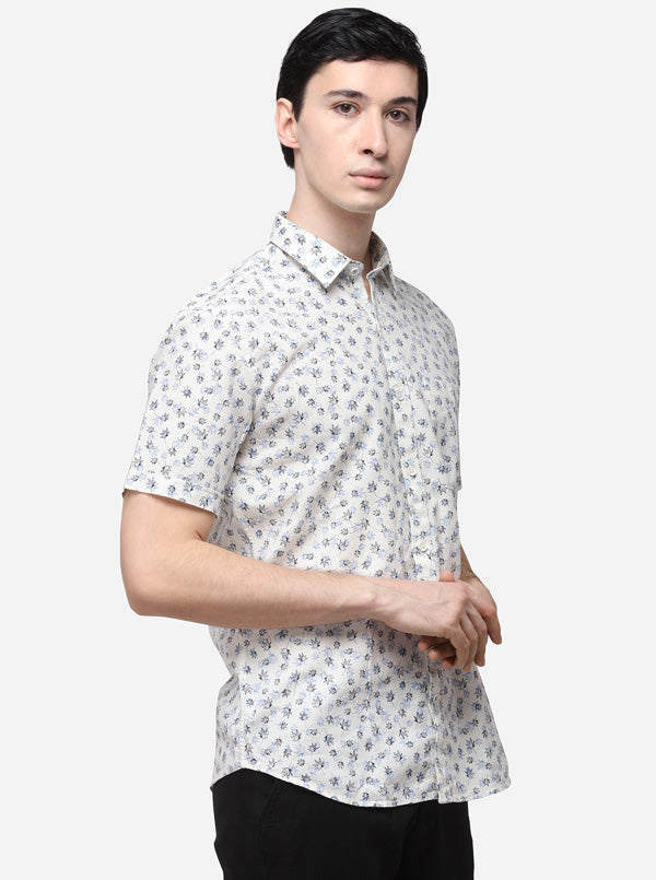 White Smart Fit Printed Casual Shirt | Greenfibre