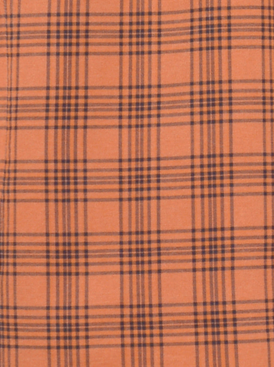 Orange Checked Slim Fit Casual Shirt | JB Sport