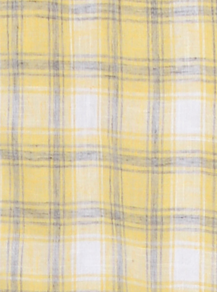 Yellow & Grey Checked Slim Fit Casual Shirt | Greenfibre