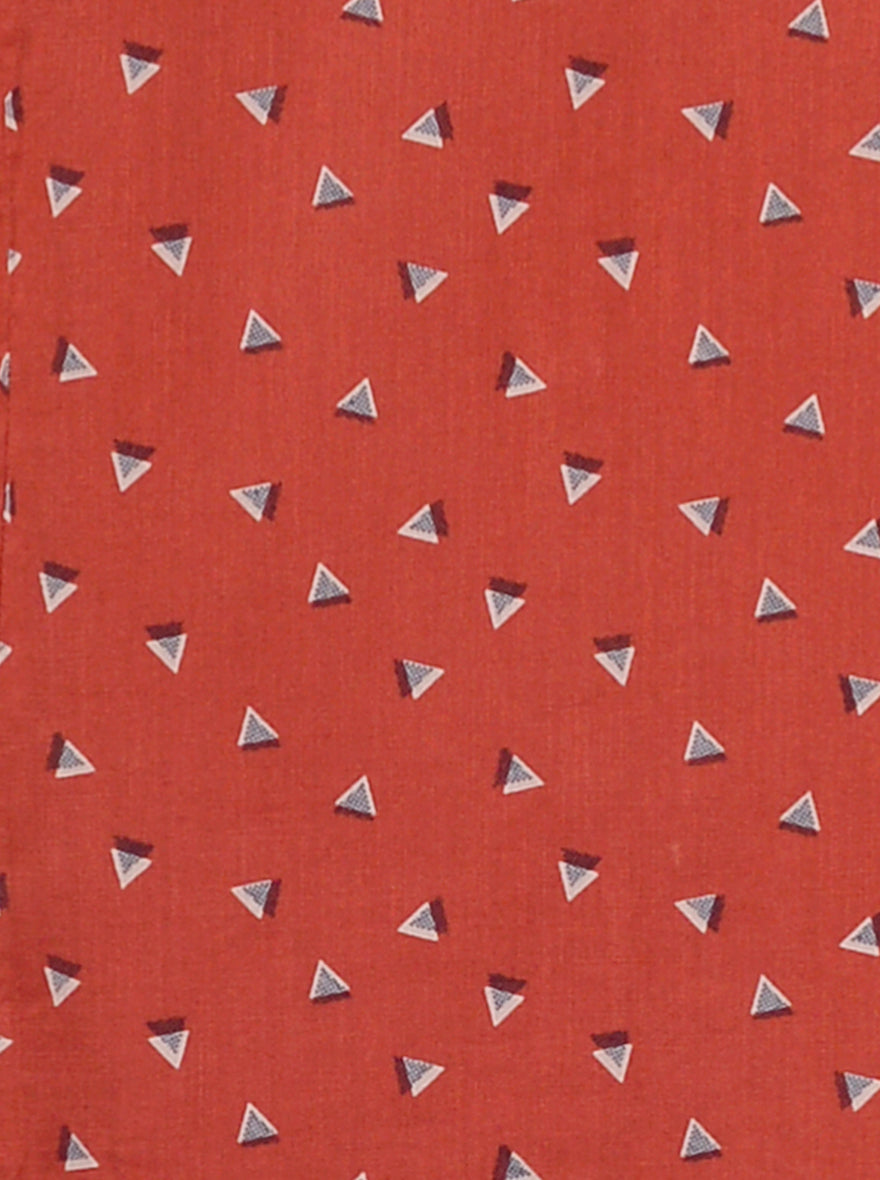 Paprika Red Printed Slim Fit Casual Shirt | Greenfibre