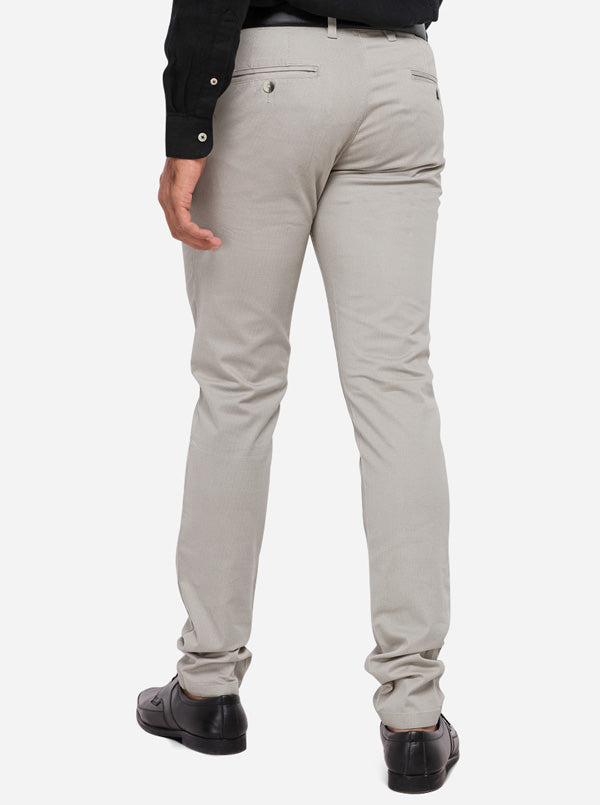 Beige Solid Slim Fit Casual Trouser | Greenfibre