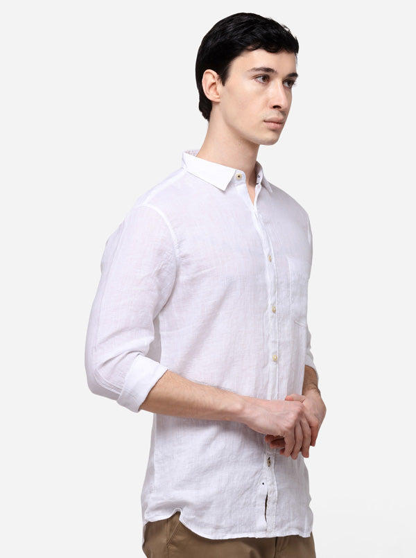 White Slim Fit Solid Casual Shirt | JB Sport