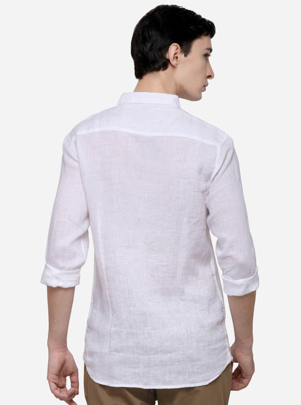 White Slim Fit Solid Casual Shirt | JB Sport