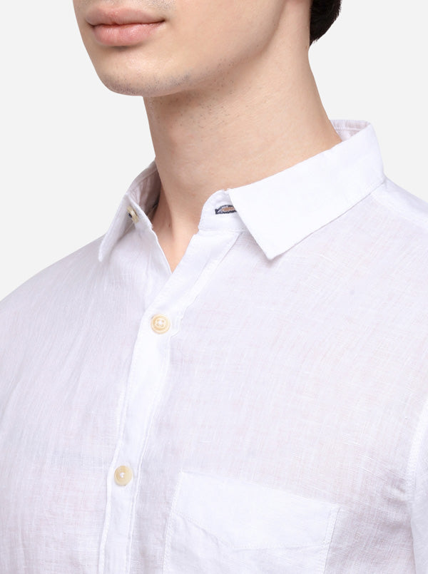 White Slim Fit Solid Casual Shirt | JB Sport