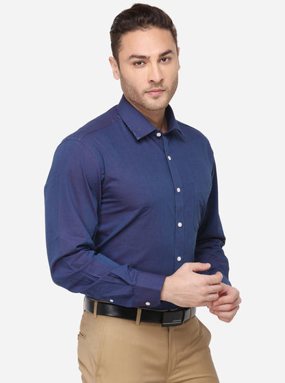 Royal Blue Solid Regular Fit Formal Shirt | JadeBlue