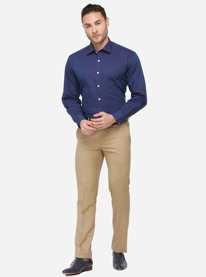 Royal Blue Solid Regular Fit Formal Shirt | JadeBlue