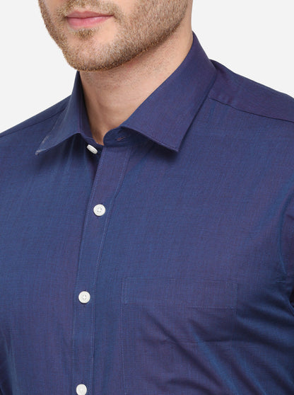 Royal Blue Solid Regular Fit Formal Shirt | JadeBlue