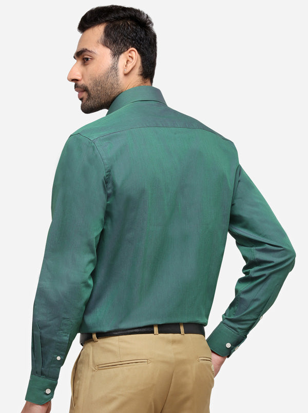 Sea Green Solid Regular Fit Formal Shirt | JadeBlue