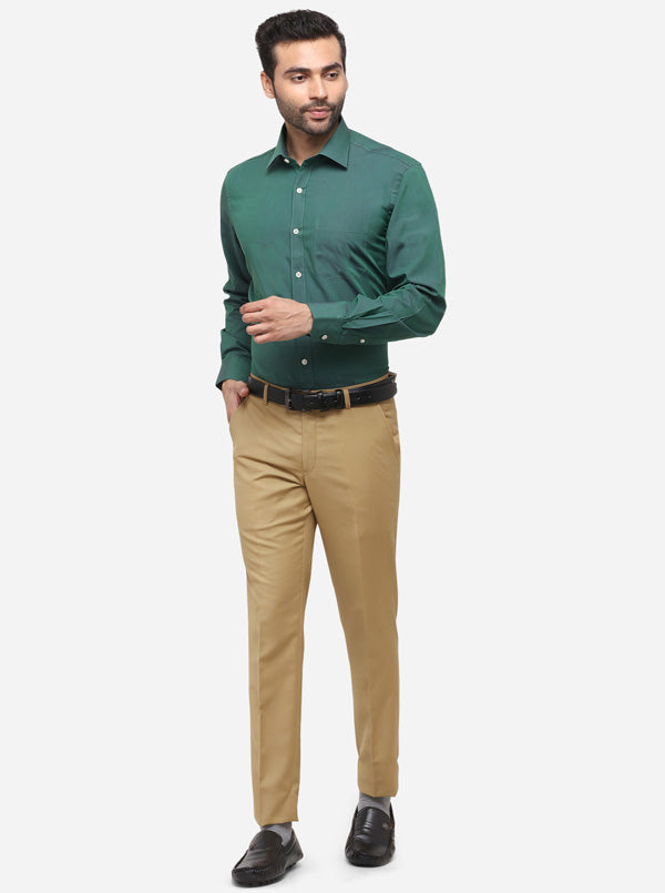 Sea Green Solid Regular Fit Formal Shirt | JadeBlue