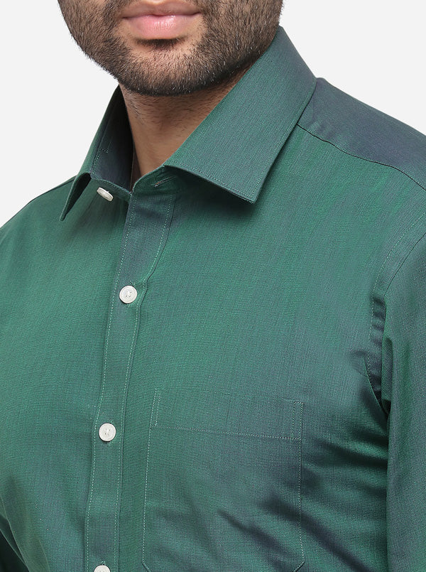 Sea Green Solid Regular Fit Formal Shirt | JadeBlue