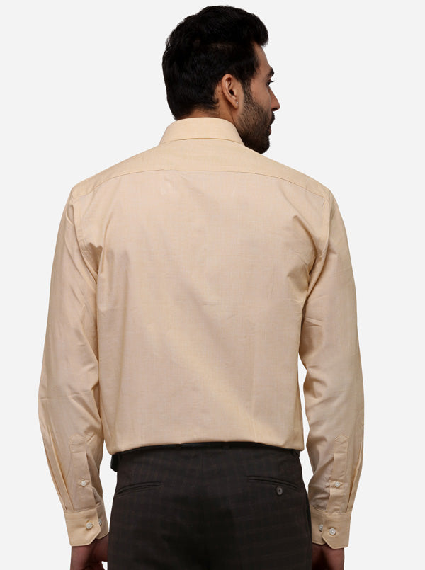 Beige Solid Regular Fit Formal Shirt | JadeBlue