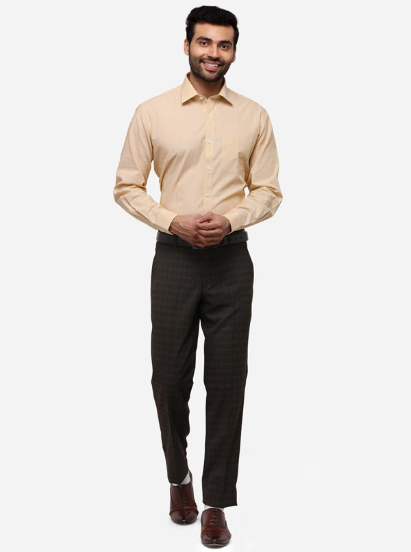 Beige Solid Regular Fit Formal Shirt | JadeBlue