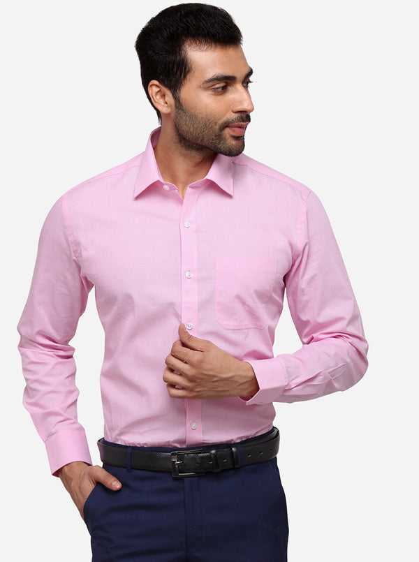 Light Pink Solid Regular Fit Formal Shirt | JadeBlue