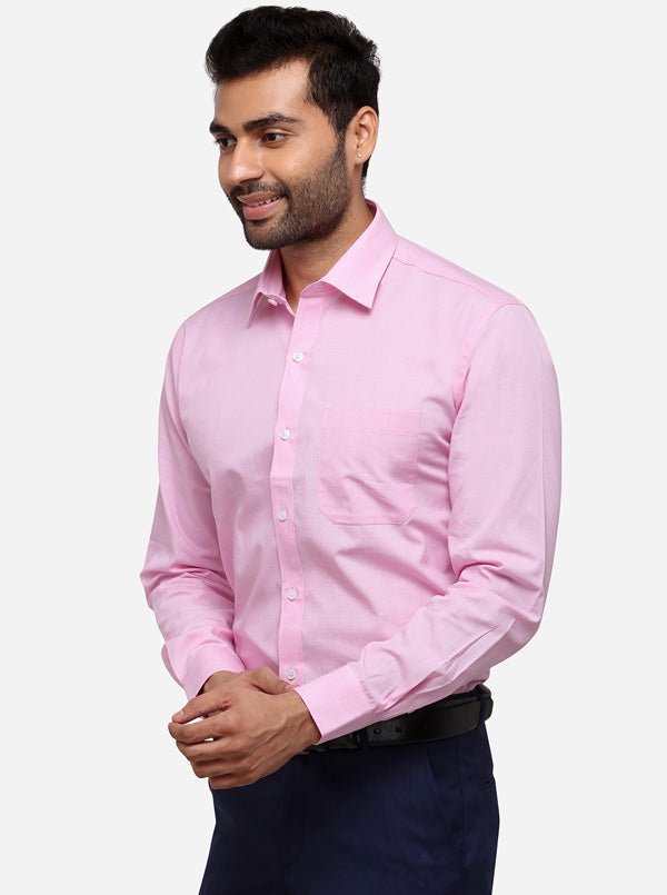 Light Pink Solid Regular Fit Formal Shirt | JadeBlue