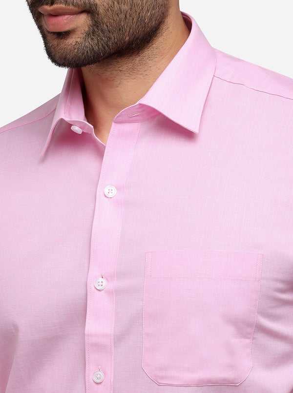 Light Pink Solid Regular Fit Formal Shirt | JadeBlue