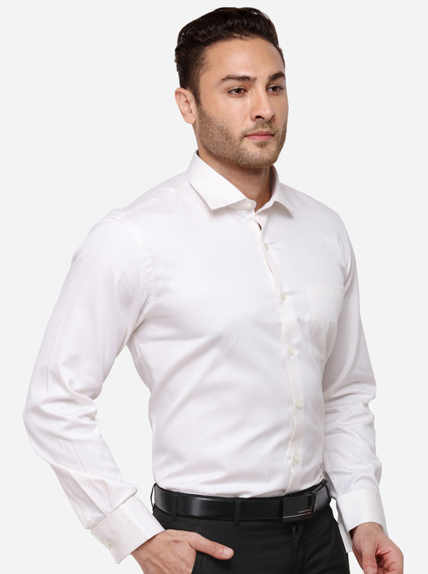 Light Pink Solid Slim Fit Formal Shirt | Metal