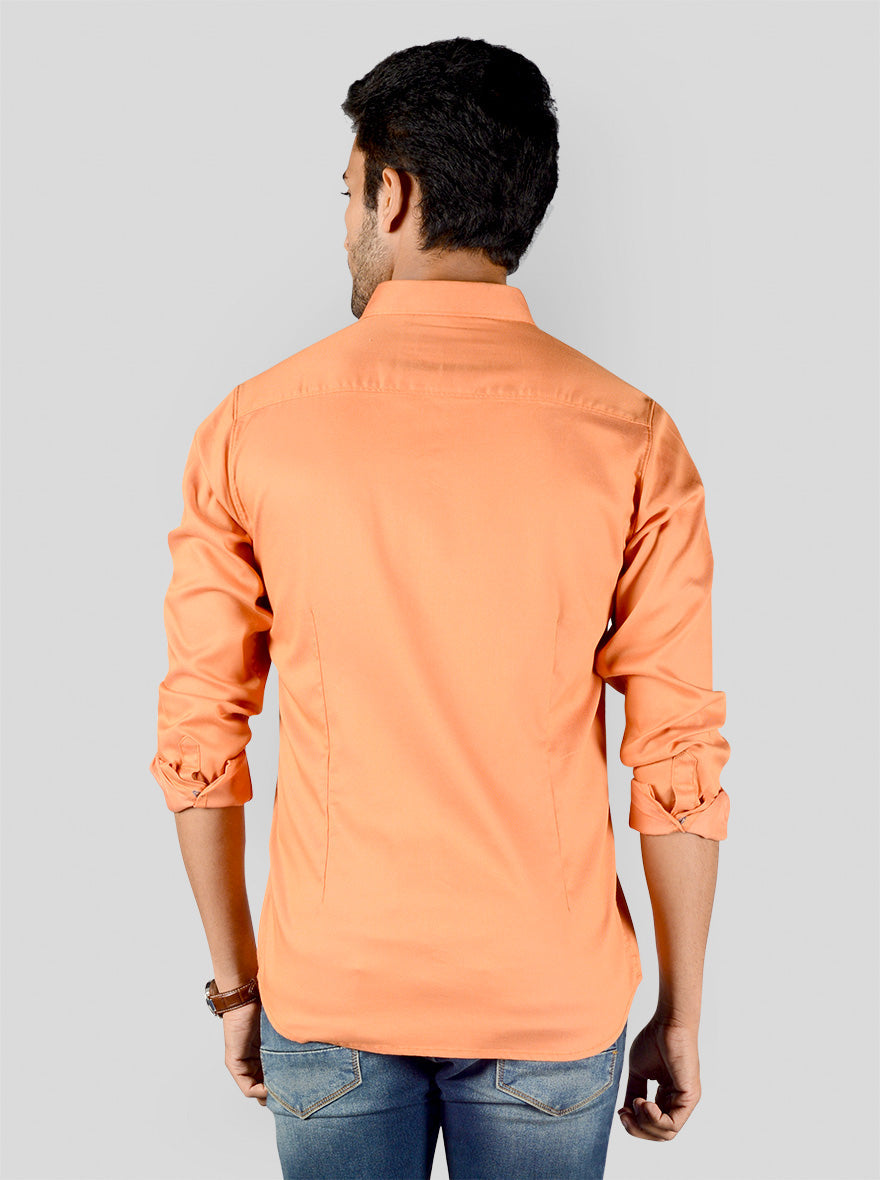 Ochre Orange Solid Slim Fit Casual Shirt | JB Sport