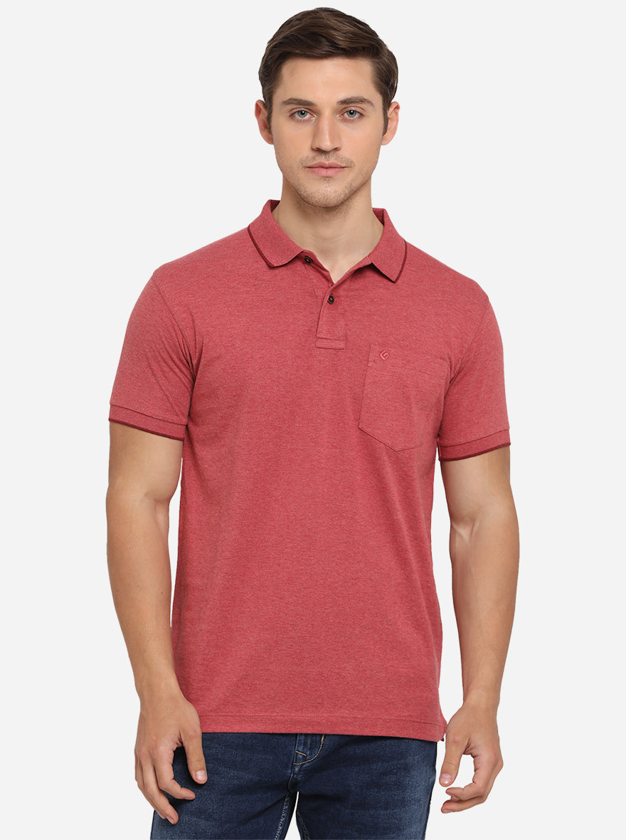 Mars Red Solid Slim Fit Polo T-Shirt | Greenfibre