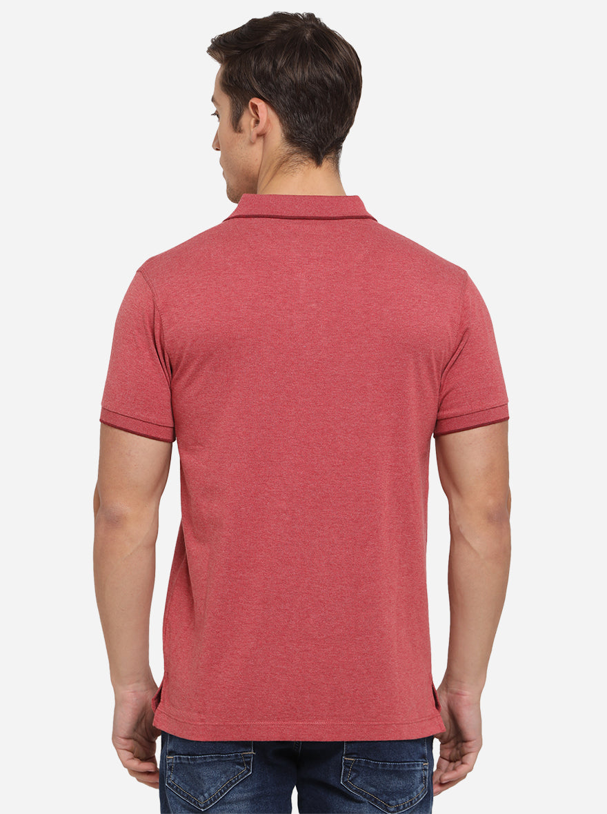 Mars Red Solid Slim Fit Polo T-Shirt | Greenfibre