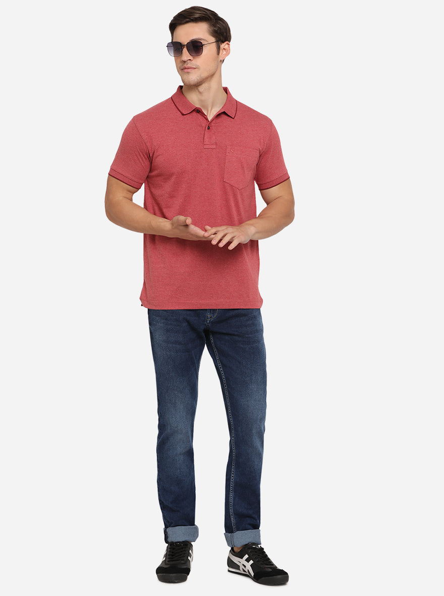 Mars Red Solid Slim Fit Polo T-Shirt | Greenfibre