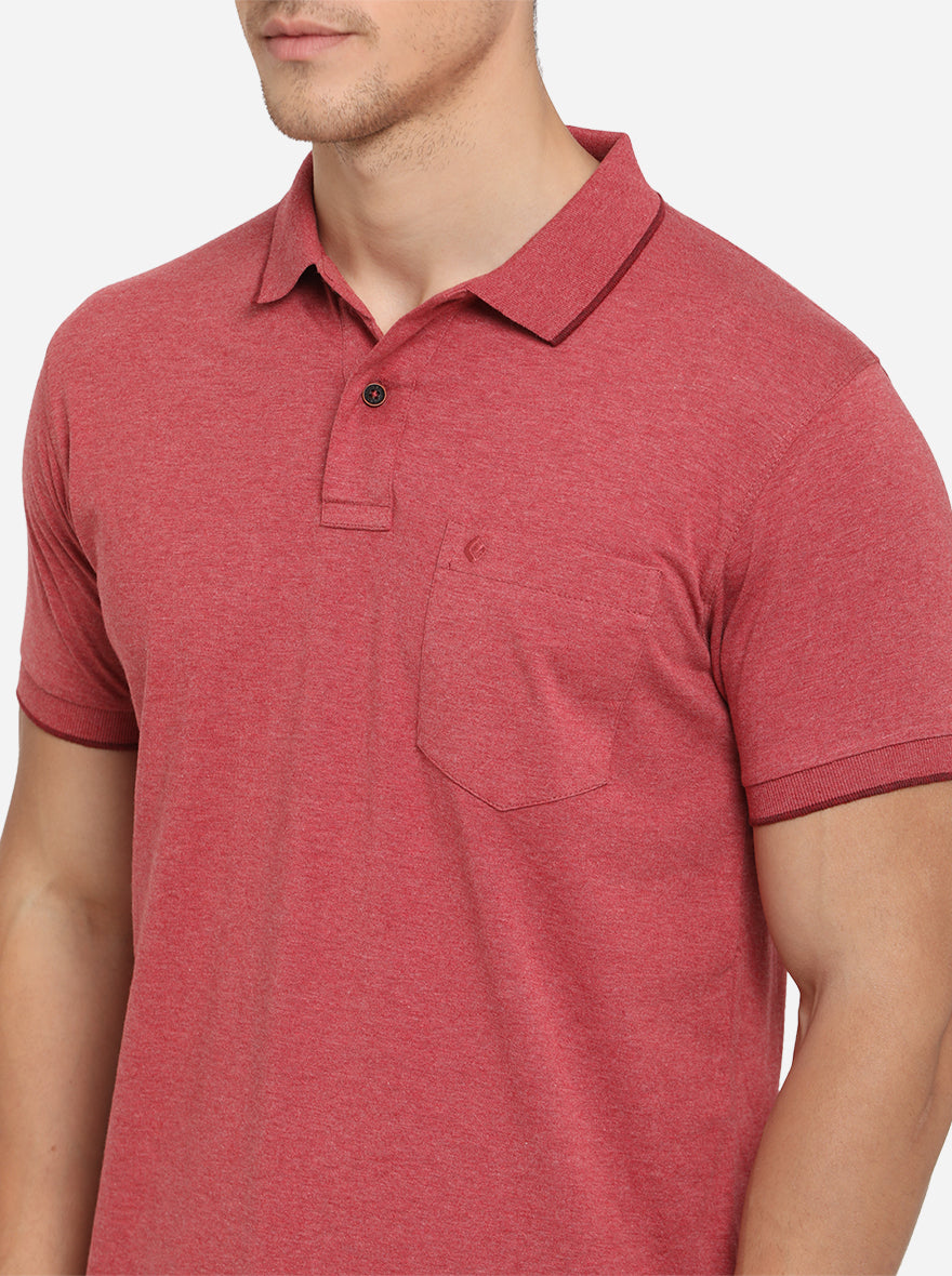 Mars Red Solid Slim Fit Polo T-Shirt | Greenfibre