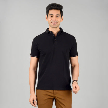 Phantom Black Solid Slim Fit Polo T-shirt | JB Sport