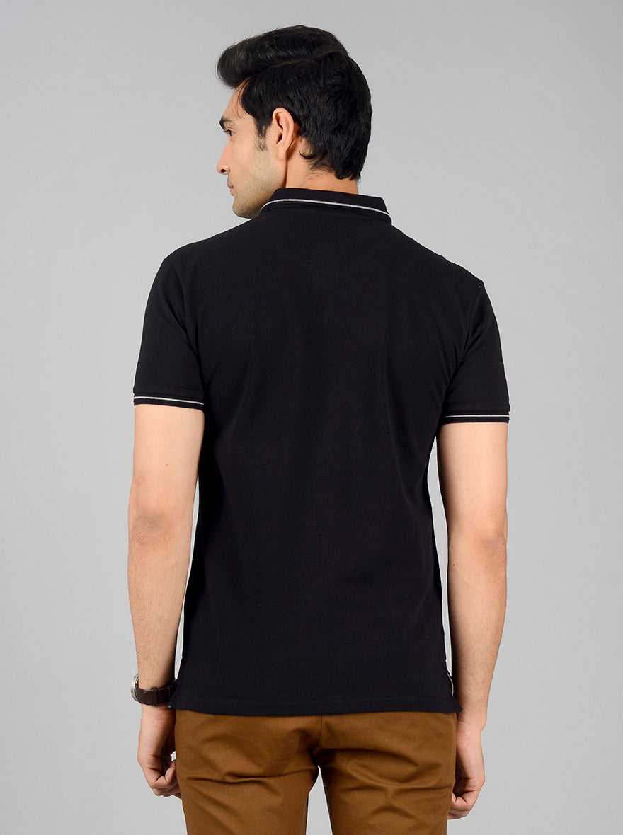 Phantom Black Solid Slim Fit Polo T-shirt | JB Sport