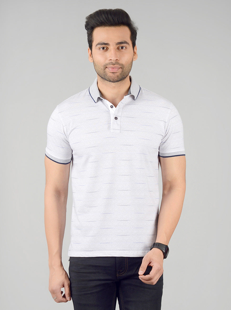 Smoked Pearl Printed Slim Fit Polo T-shirt | JB Sport