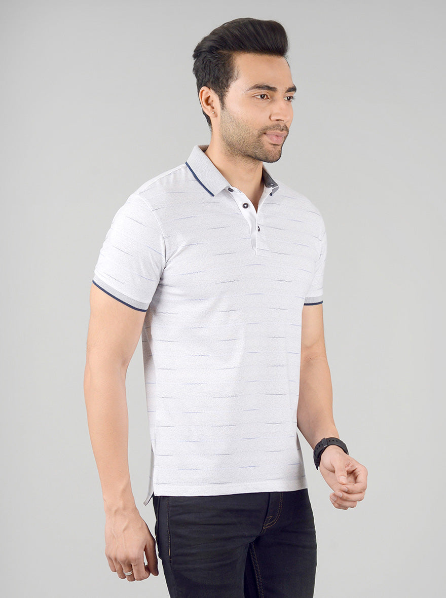 Smoked Pearl Printed Slim Fit Polo T-shirt | JB Sport