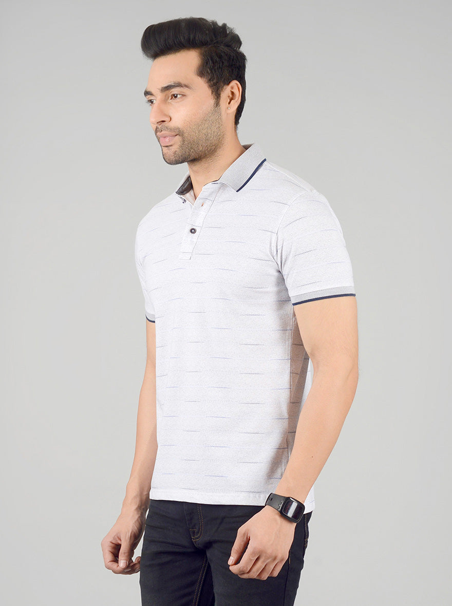 Smoked Pearl Printed Slim Fit Polo T-shirt | JB Sport