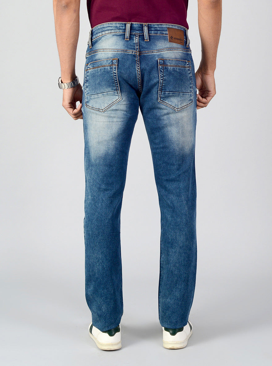 Steel Blue Washed Slim Fit Jeans | Greenfibre