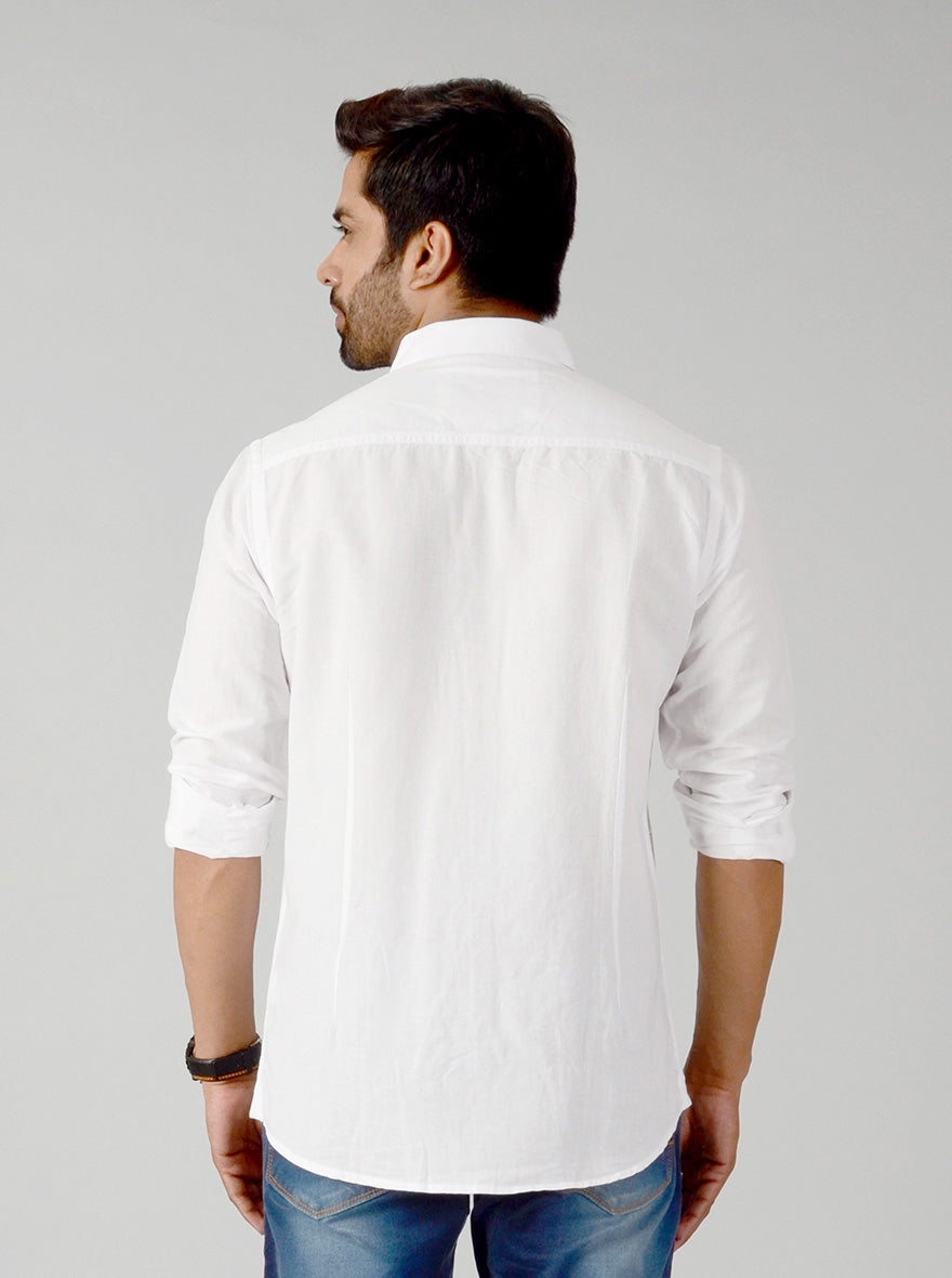 Bright White Solid Slim Fit Casual Shirt | JB Sport