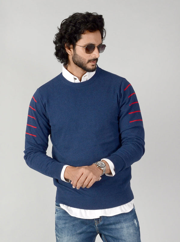 Navy Blue Solid Slim Fit T-shirt | JB Sport