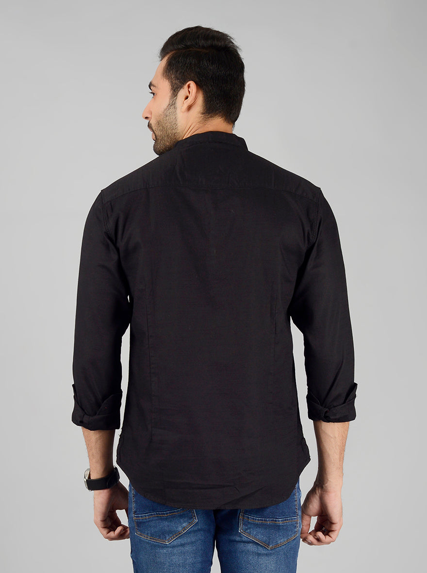 Black Solid Slim Fit Short Kurta | Greenfibre