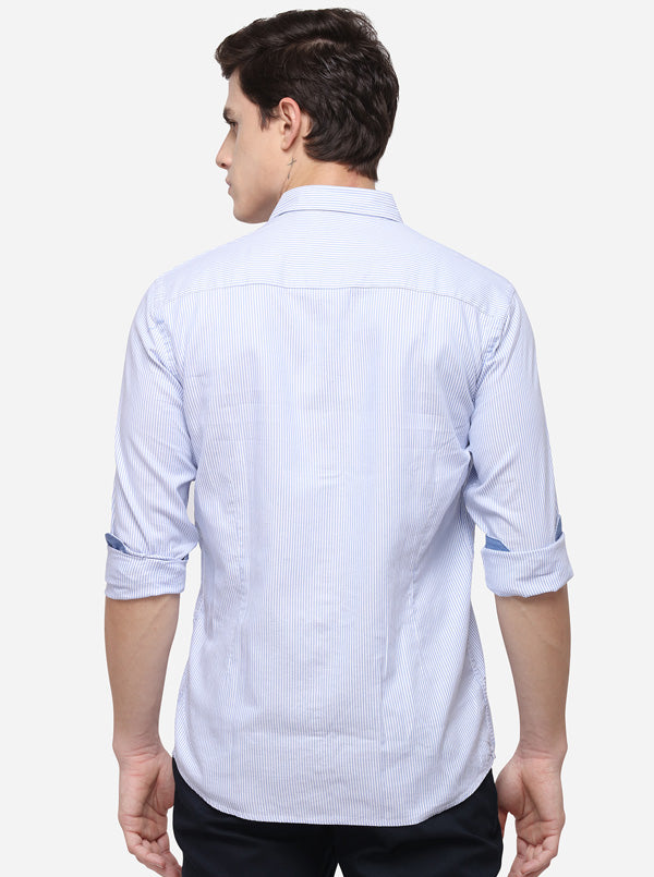 White Tailored Fit Striped Casual Shirt | JB Sport