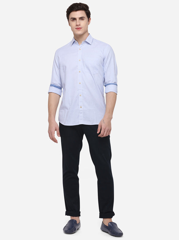 White Tailored Fit Striped Casual Shirt | JB Sport