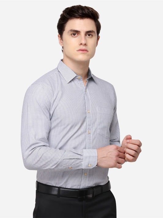 Coffee Tailored Fit Striped Casual Shirt | JB Sport