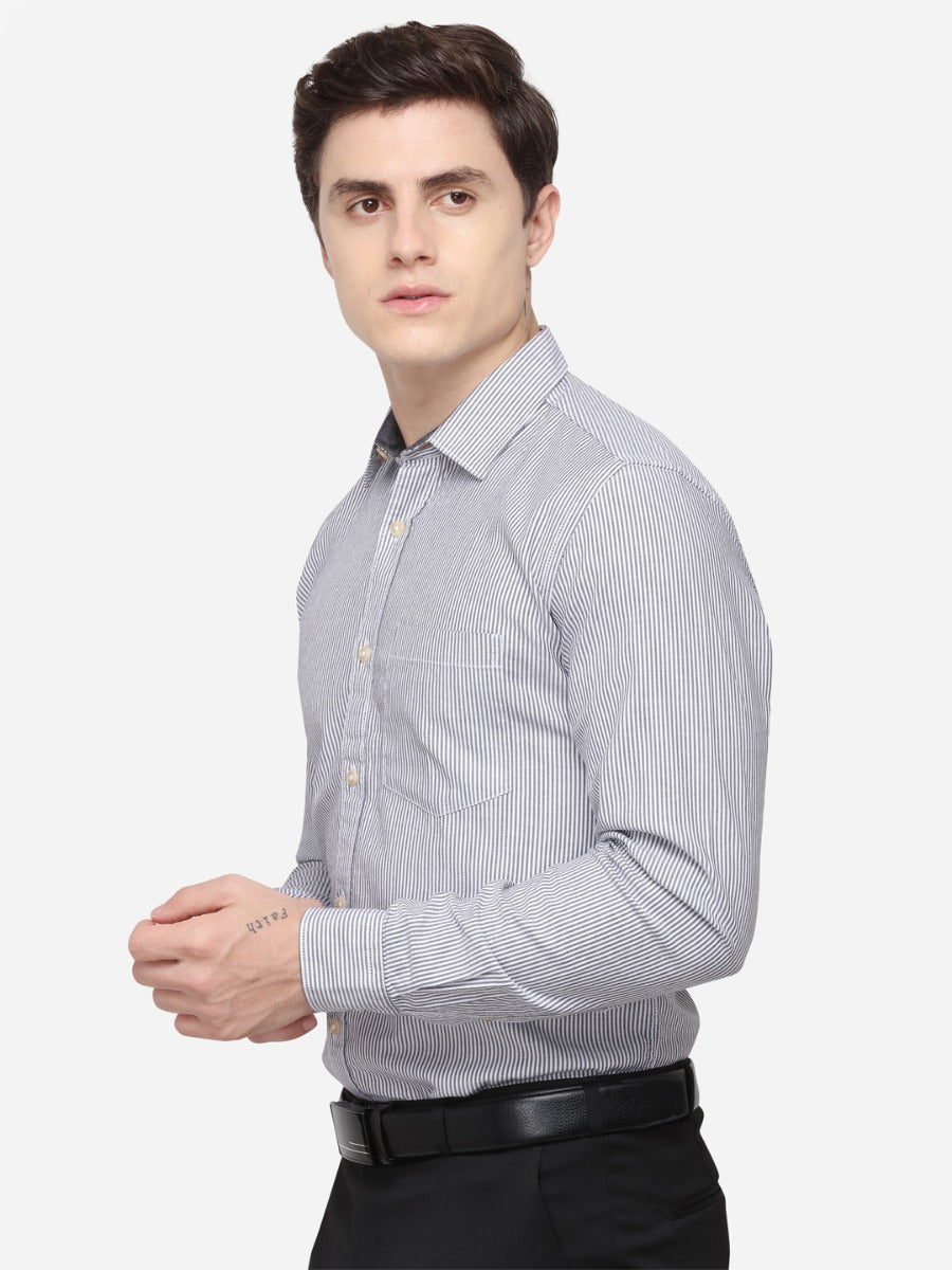 Coffee Tailored Fit Striped Casual Shirt | JB Sport