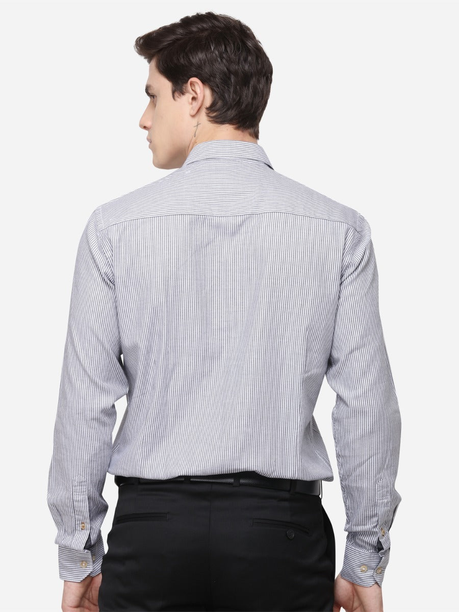 Coffee Tailored Fit Striped Casual Shirt | JB Sport