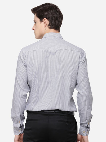 Coffee Tailored Fit Striped Casual Shirt | JB Sport