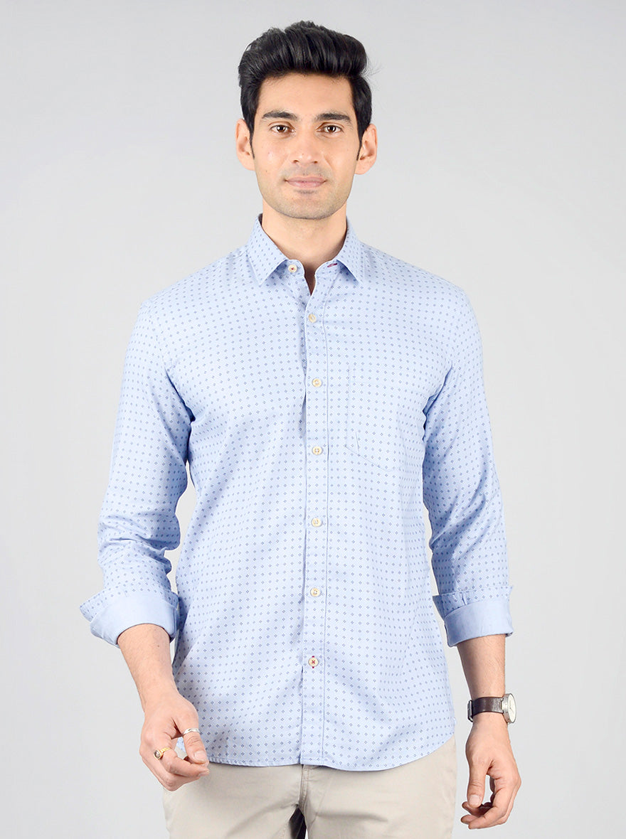 Placid Blue Printed Slim Fit Casual Shirt | JB Sport