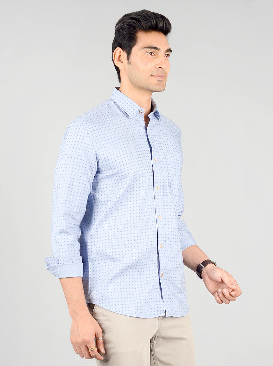 Placid Blue Printed Slim Fit Casual Shirt | JB Sport