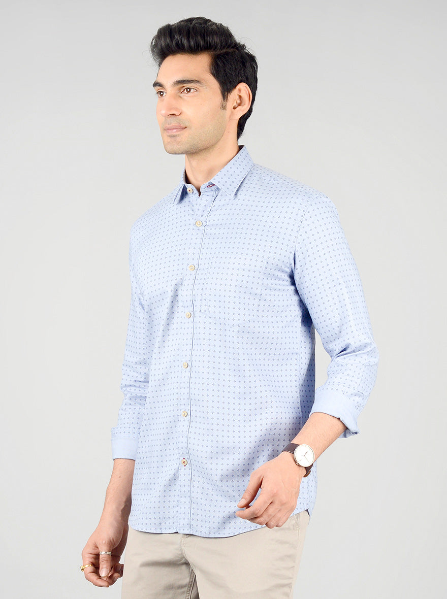 Placid Blue Printed Slim Fit Casual Shirt | JB Sport