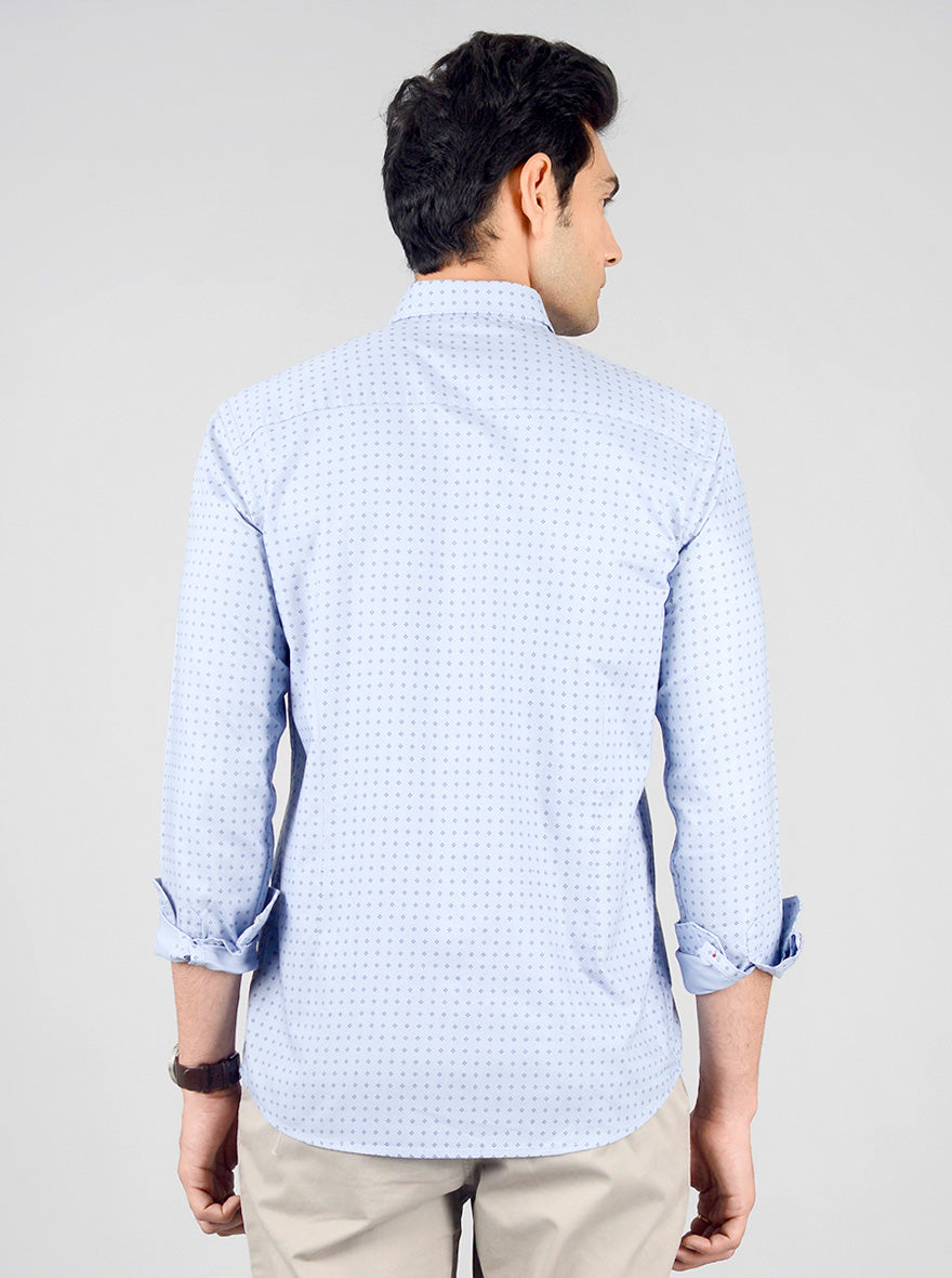 Placid Blue Printed Slim Fit Casual Shirt | JB Sport