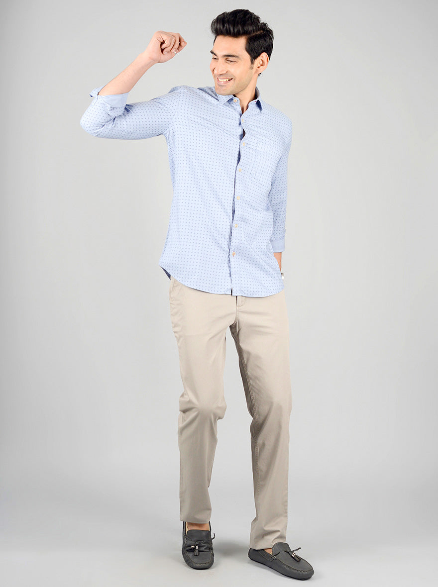 Placid Blue Printed Slim Fit Casual Shirt | JB Sport