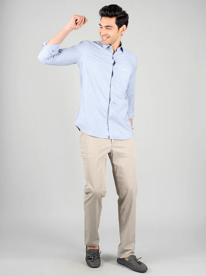 Placid Blue Printed Slim Fit Casual Shirt | JB Sport