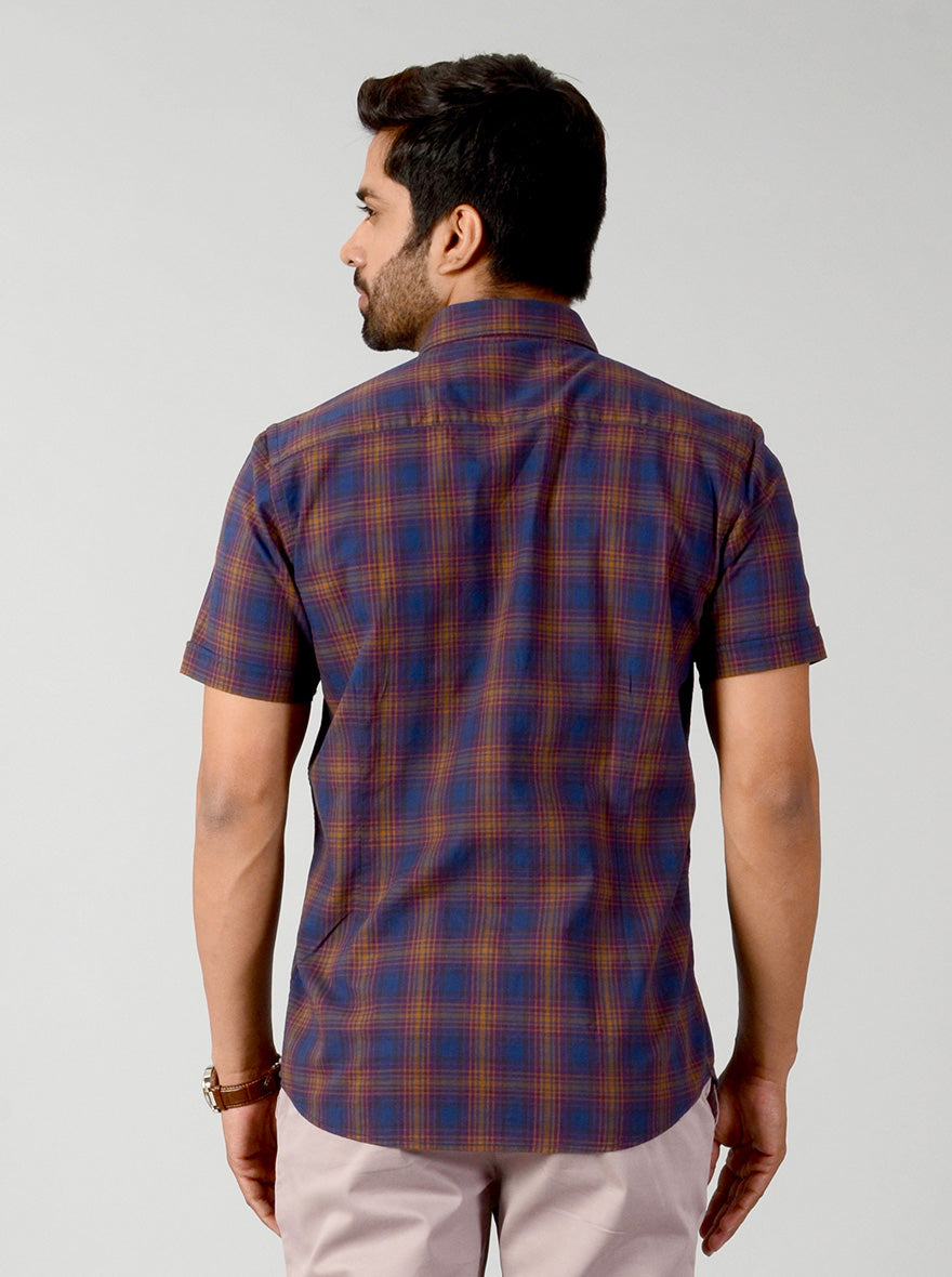 Purple Checked Slim Fit Casual Shirt | JB Sport